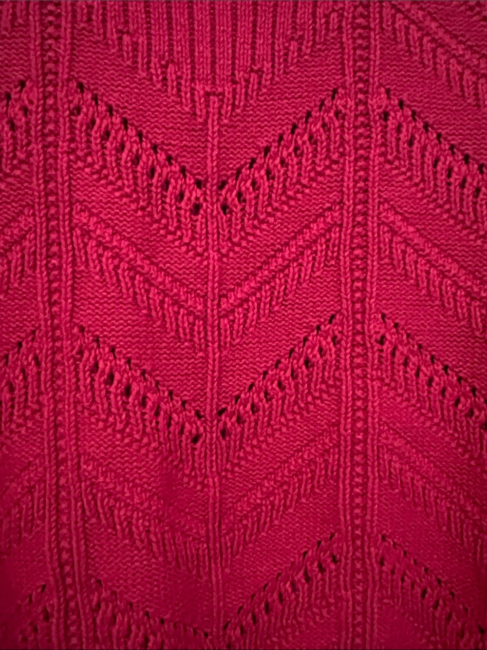 LOFT Raspberry Pointelle Chevron Knit Sweater - Picture 3 of 5
